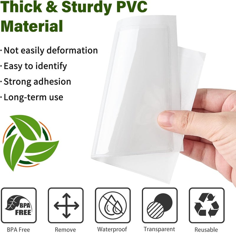 Ohuimrt 52 Pack Clear Adhesive 3" x 5" Index Card Pockets with Top Open, Plastic Card Sleeves Index Card Holder for Organizing Storage Bins, Library Cards, Notes, Drawer - Image 3